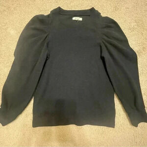 Madewell Pleated Statement-Sleeve Top in Black Size Extra Small